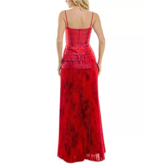 Taylor Red Pintuck Bodice Accordion Pleated Gown Dress Size 2 NWT Organza - Picture 7 of 14